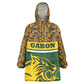 Gabon Kid Wearable Blanket Hoodie - Tribal Print and Fierce Panther Graphic in National Flag Colors