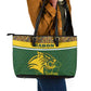 Gabon Leather Tote Bag - Tribal Print and Fierce Panther Graphic in National Flag Colors