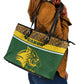 Gabon Leather Tote Bag - Tribal Print and Fierce Panther Graphic in National Flag Colors