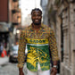 Gabon Long Sleeve Button Shirt - Tribal Print and Fierce Panther Graphic in National Flag Colors