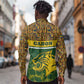 Gabon Long Sleeve Button Shirt - Tribal Print and Fierce Panther Graphic in National Flag Colors