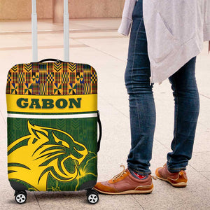 Gabon Luggage Cover - Tribal Print and Fierce Panther Graphic in National Flag Colors