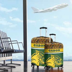 Gabon Luggage Cover - Tribal Print and Fierce Panther Graphic in National Flag Colors