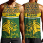 Gabon Men Tank Top - Tribal Print and Fierce Panther Graphic in National Flag Colors