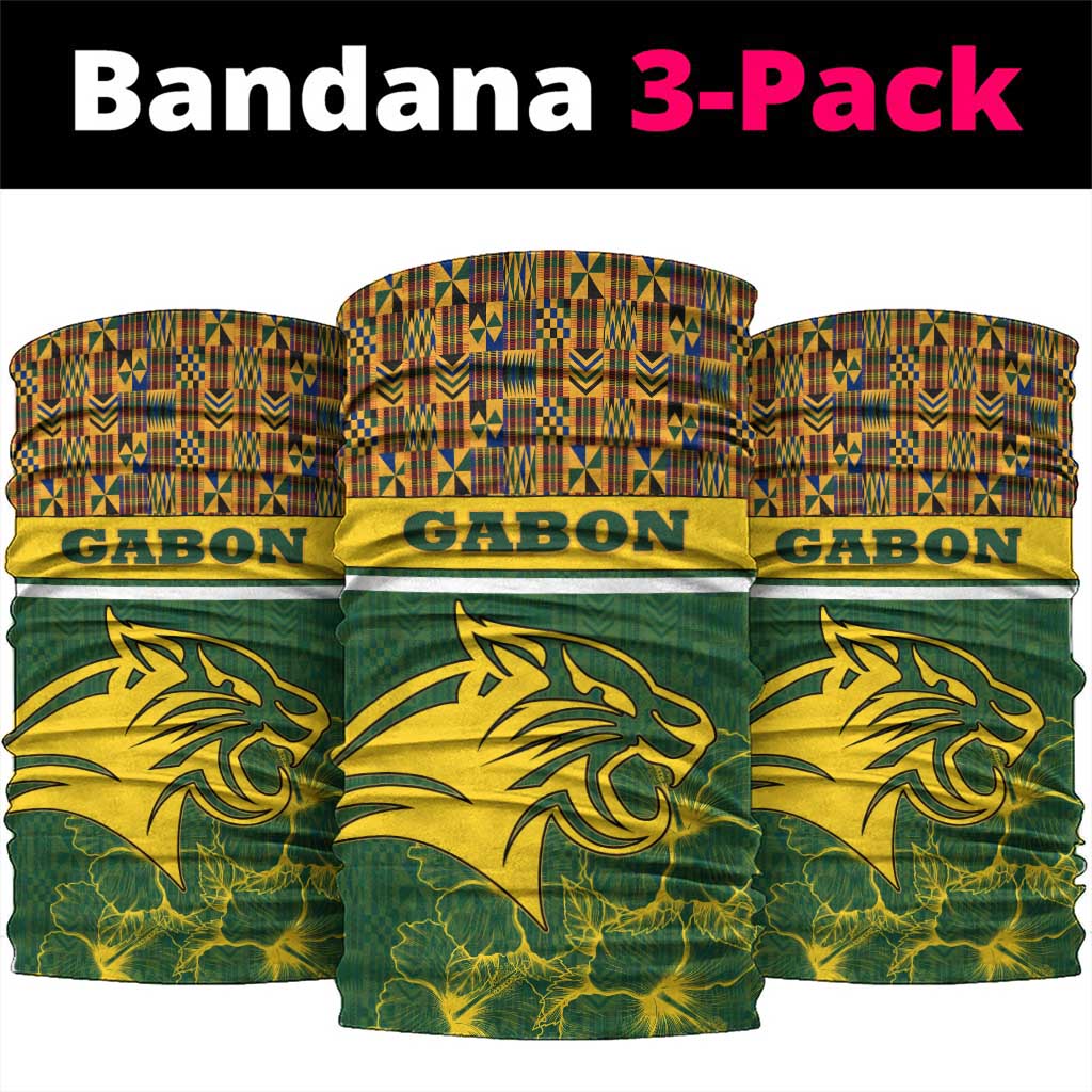 Gabon Neck Gaiter - Tribal Print and Fierce Panther Graphic in National Flag Colors - African Pride