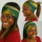 Gabon Neck Gaiter - Tribal Print and Fierce Panther Graphic in National Flag Colors - African Pride