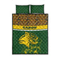 Gabon Quilt Bed Set - Tribal Print and Fierce Panther Graphic in National Flag Colors