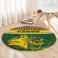 Gabon Round Carpet - Tribal Print and Fierce Panther Graphic in National Flag Colors