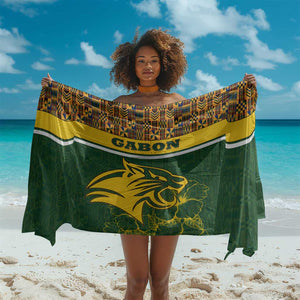 Gabon Sarong - Tribal Print and Fierce Panther Graphic in National Flag Colors