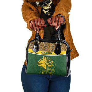 Gabon Shoulder Handbag - Tribal Print and Fierce Panther Graphic in National Flag Colors