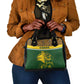 Gabon Shoulder Handbag - Tribal Print and Fierce Panther Graphic in National Flag Colors