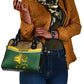 Gabon Shoulder Handbag - Tribal Print and Fierce Panther Graphic in National Flag Colors