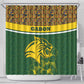 Gabon Shower Curtain - Tribal Print and Fierce Panther Graphic in National Flag Colors