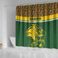 Gabon Shower Curtain - Tribal Print and Fierce Panther Graphic in National Flag Colors
