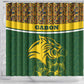 Gabon Shower Curtain - Tribal Print and Fierce Panther Graphic in National Flag Colors