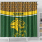 Gabon Shower Curtain - Tribal Print and Fierce Panther Graphic in National Flag Colors