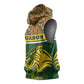 Gabon Sleeveless Hoodie - Tribal Print and Fierce Panther Graphic in National Flag Colors - African Pride