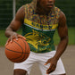 Gabon Sleeveless Hoodie - Tribal Print and Fierce Panther Graphic in National Flag Colors - African Pride