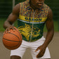 Gabon Sleeveless Zip Hoodie - Tribal Print and Fierce Panther Graphic in National Flag Colors - African Pride