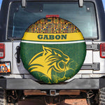 Gabon Spare Tire Cover - Tribal Print and Fierce Panther Graphic in National Flag Colors