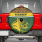 Gabon Spare Tire Cover - Tribal Print and Fierce Panther Graphic in National Flag Colors