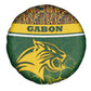 Gabon Spare Tire Cover - Tribal Print and Fierce Panther Graphic in National Flag Colors