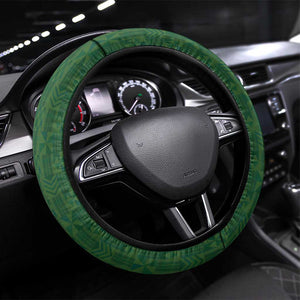 Gabon Steering Wheel Cover - Tribal Print and Fierce Panther Graphic in National Flag Colors
