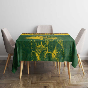 Gabon Tablecloth - Tribal Print and Fierce Panther Graphic in National Flag Colors