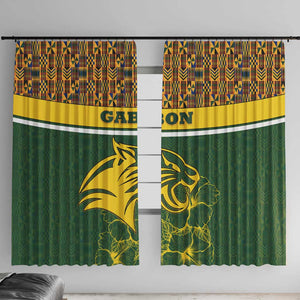 Gabon Window Curtain - Tribal Print and Fierce Panther Graphic in National Flag Colors