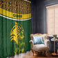 Gabon Window Curtain - Tribal Print and Fierce Panther Graphic in National Flag Colors