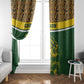 Gabon Window Curtain - Tribal Print and Fierce Panther Graphic in National Flag Colors