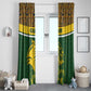 Gabon Window Curtain - Tribal Print and Fierce Panther Graphic in National Flag Colors
