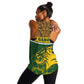 Gabon Women Racerback Tank - Tribal Print and Fierce Panther Graphic in National Flag Colors