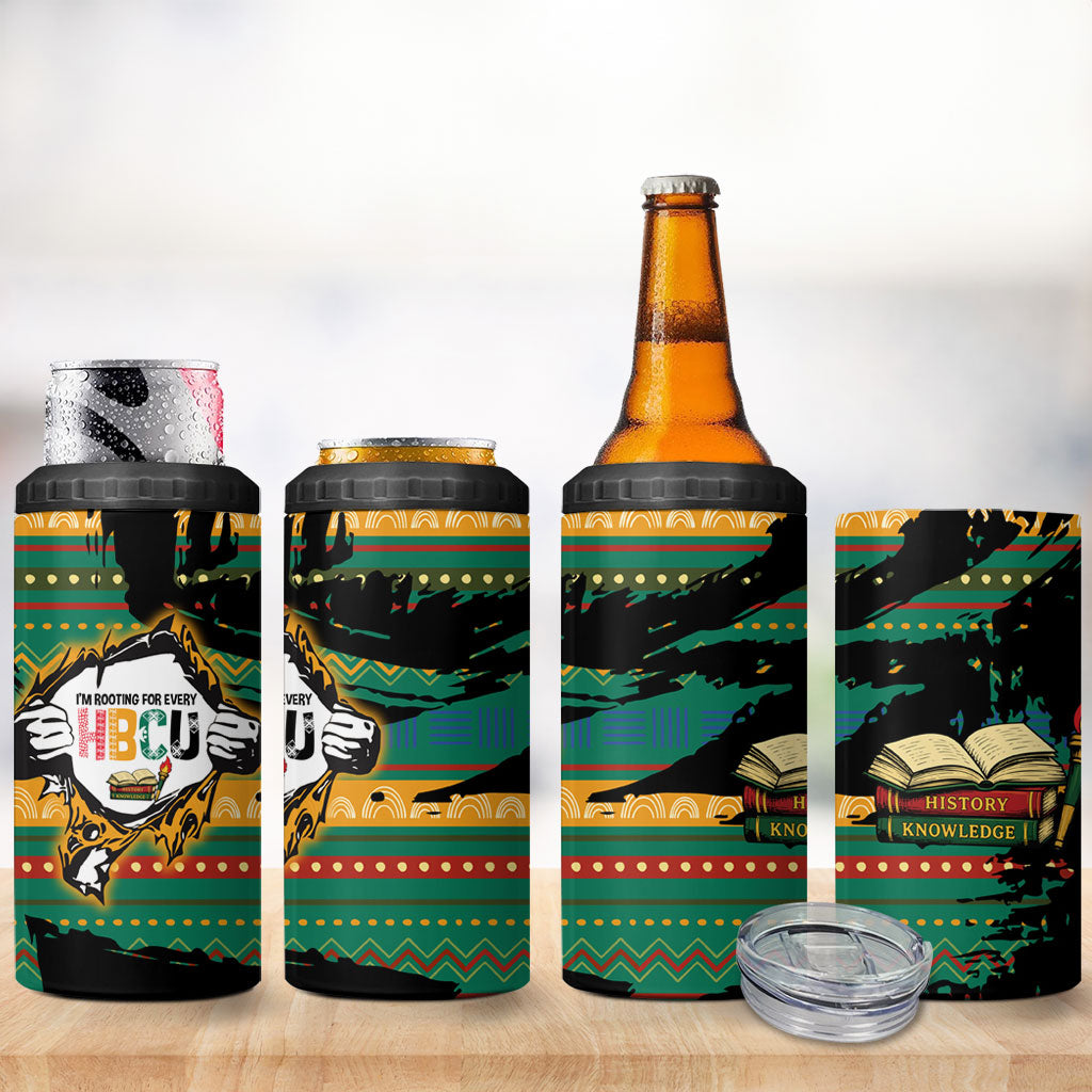 Rooting For Every HBCU 4 in 1 Can Cooler Tumbler Pan African Kente Pattern - History And Knowledge Torch
