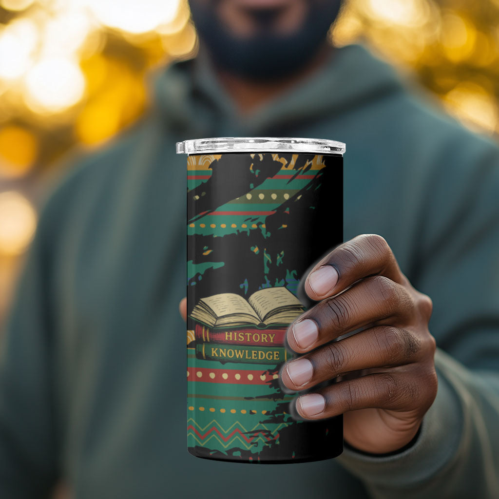 Rooting For Every HBCU 4 in 1 Can Cooler Tumbler Pan African Kente Pattern - History And Knowledge Torch