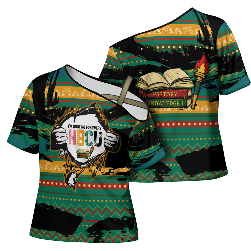 Rooting For Every HBCU Cross Shoulder Shirt Pan African Kente Pattern - History And Knowledge Torch
