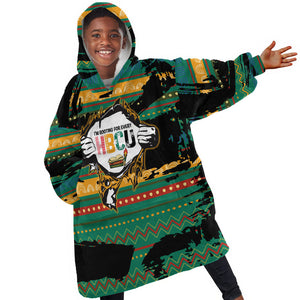 Rooting For Every HBCU Kid Wearable Blanket Hoodie Pan African Kente Pattern - History And Knowledge Torch