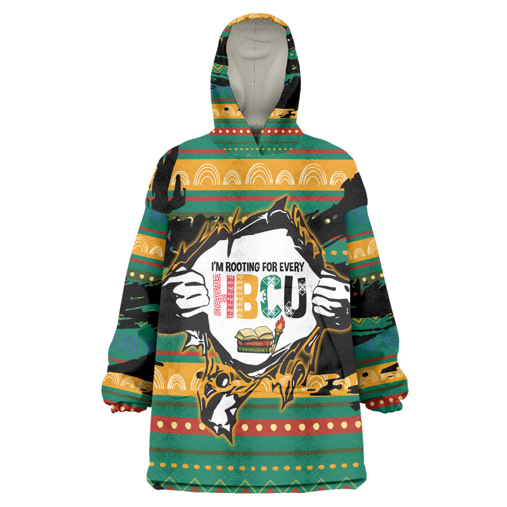 Rooting For Every HBCU Kid Wearable Blanket Hoodie Pan African Kente Pattern - History And Knowledge Torch