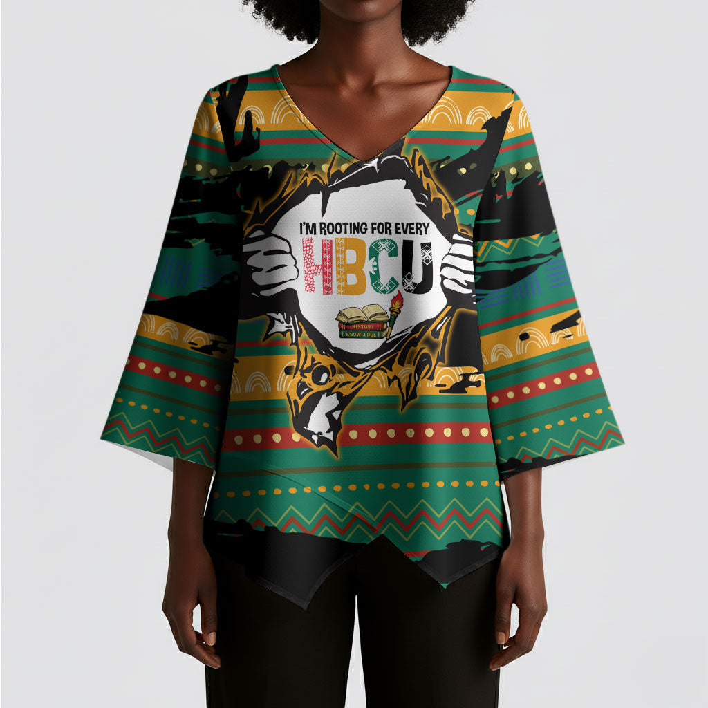 Rooting For Every HBCU Kimono Sleeve Blouse Pan African Kente Pattern - History And Knowledge Torch