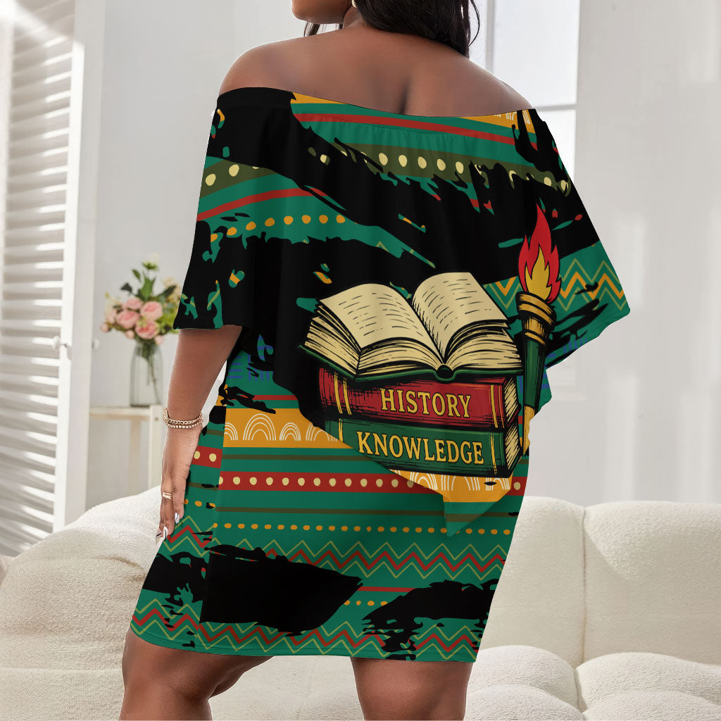 Rooting For Every HBCU Off Shoulder Short Dress Pan African Kente Pattern - History And Knowledge Torch