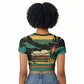 Rooting For Every HBCU Raglan Cropped T shirt Pan African Kente Pattern - History And Knowledge Torch