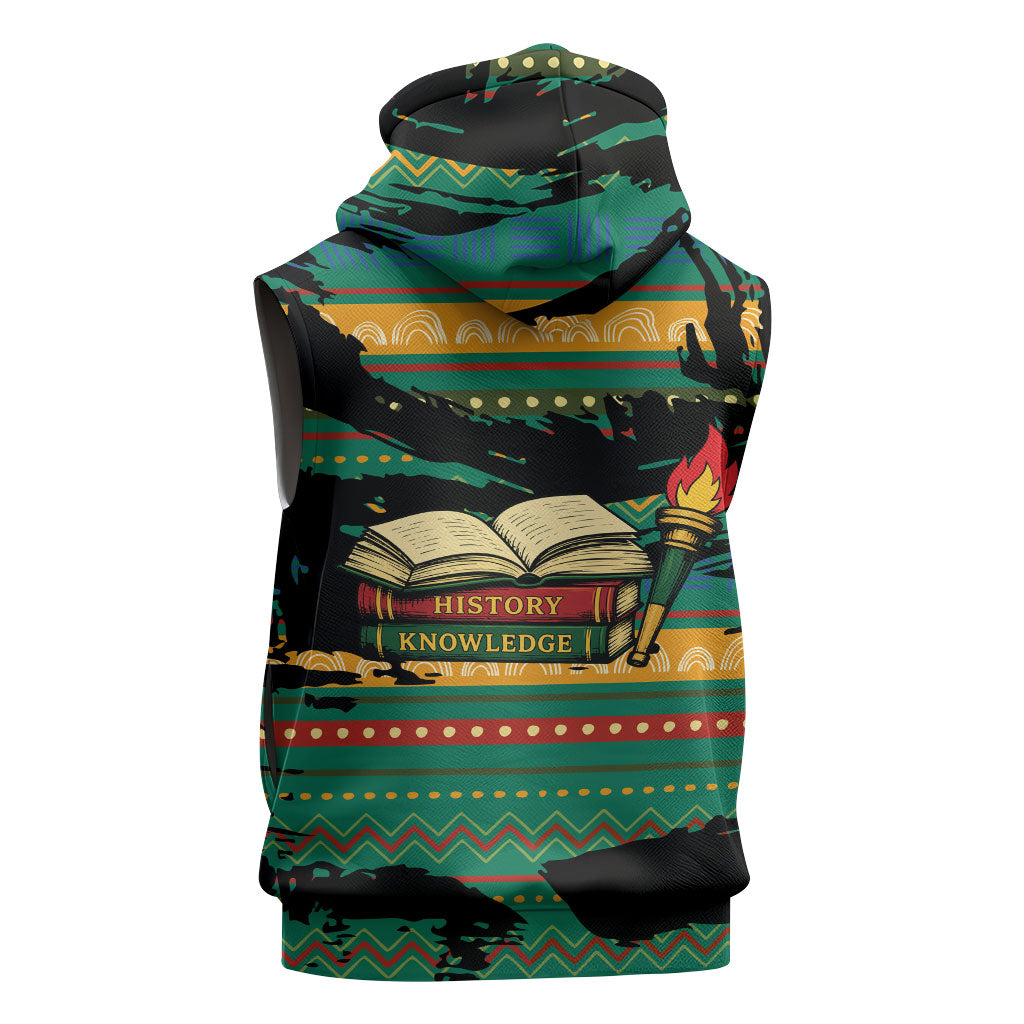 Rooting For Every HBCU Sleeveless Zip Hoodie Pan African Kente Pattern - History And Knowledge Torch