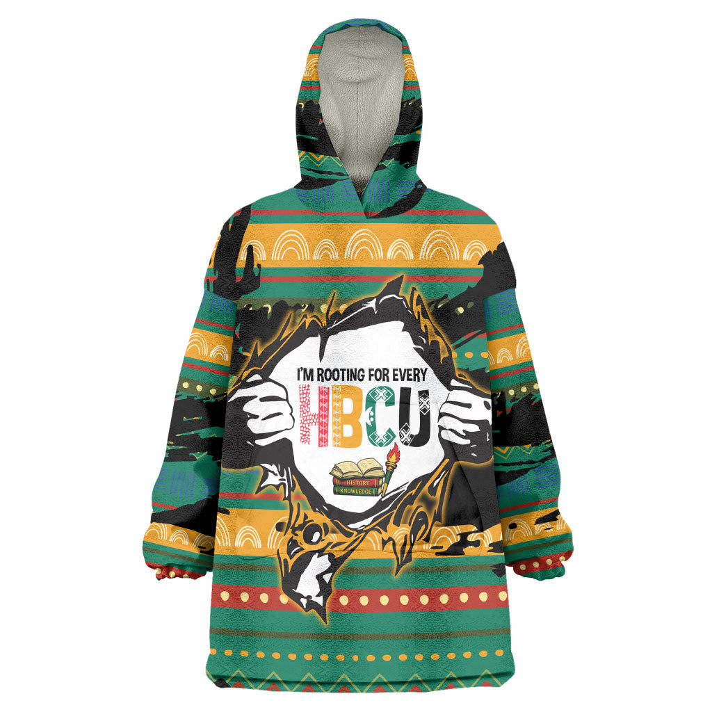 Rooting For Every HBCU Wearable Blanket Hoodie Pan African Kente Pattern - History And Knowledge Torch