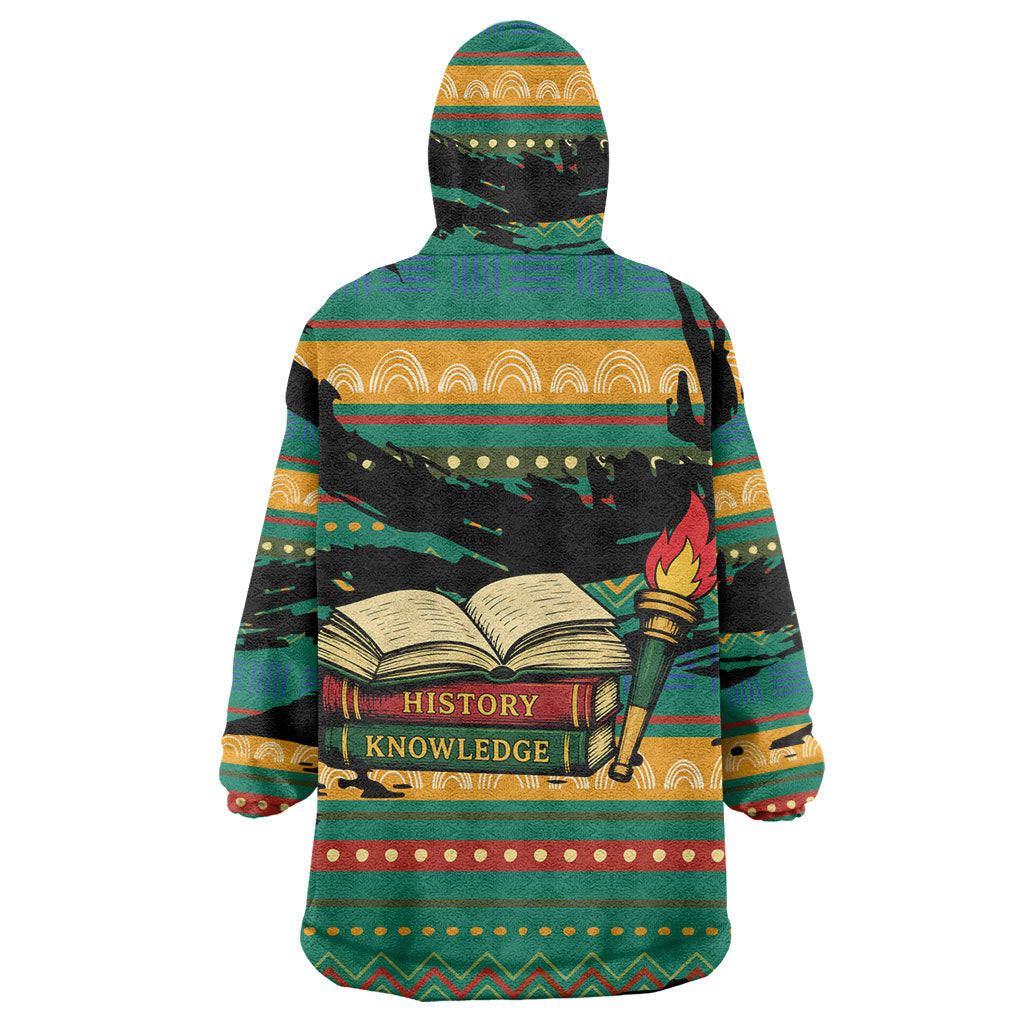 Rooting For Every HBCU Wearable Blanket Hoodie Pan African Kente Pattern - History And Knowledge Torch
