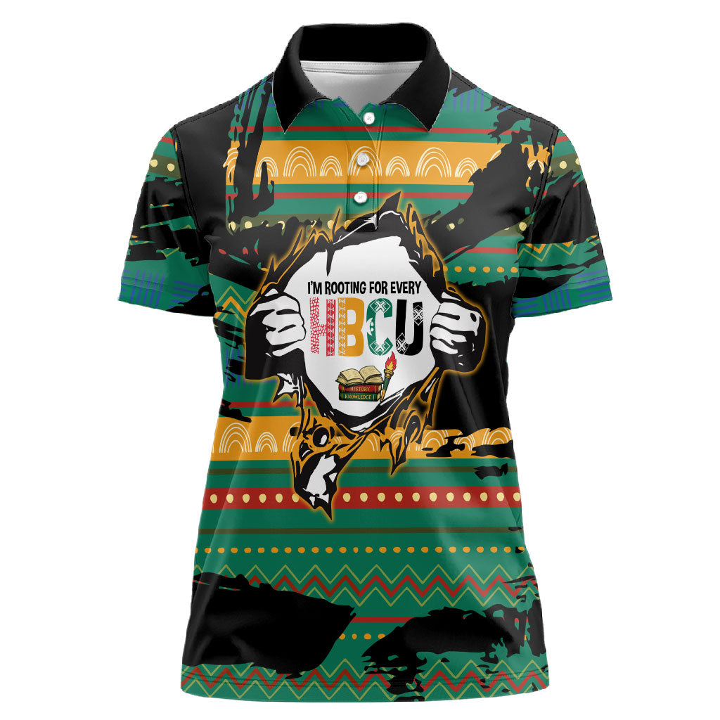 Rooting For Every HBCU Women Polo Shirt Pan African Kente Pattern - History And Knowledge Torch