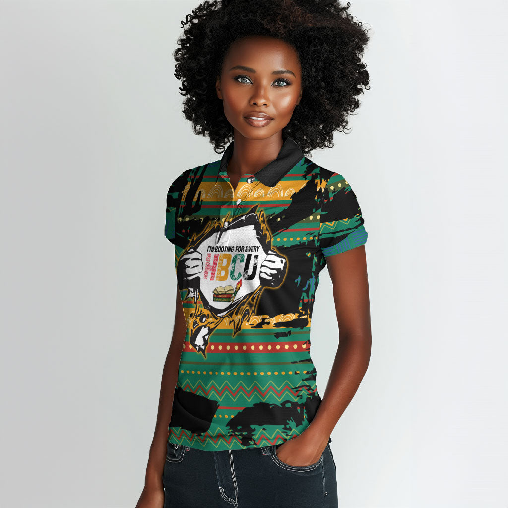 Rooting For Every HBCU Women Polo Shirt Pan African Kente Pattern - History And Knowledge Torch
