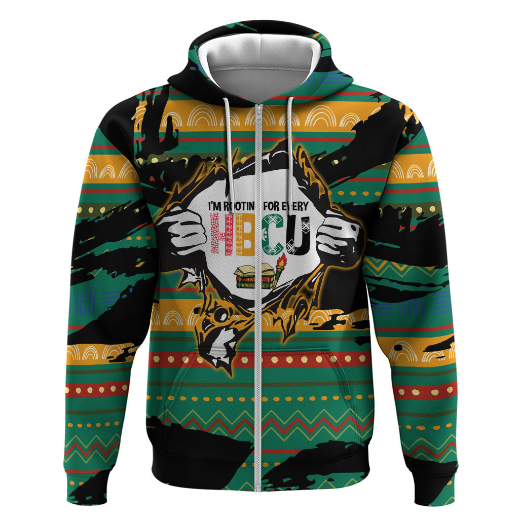Rooting For Every HBCU Zip Hoodie Pan African Kente Pattern - History And Knowledge Torch