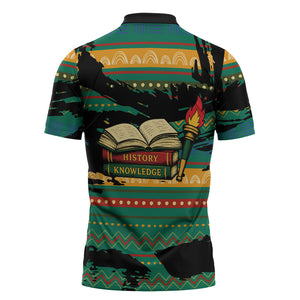 Rooting For Every HBCU Zipper Polo Shirt Pan African Kente Pattern - History And Knowledge Torch