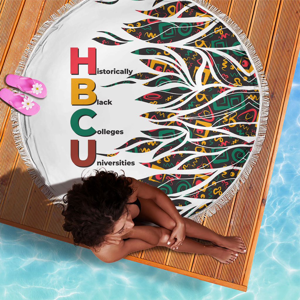 Historically Black Colleges Universities HBCU Beach Blanket Pan African Colors Tribal Pattern Typography
