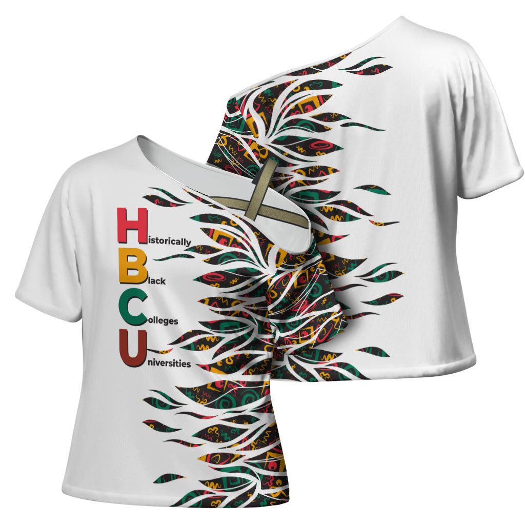 Historically Black Colleges Universities HBCU Cross Shoulder Shirt Pan African Colors Tribal Pattern Typography